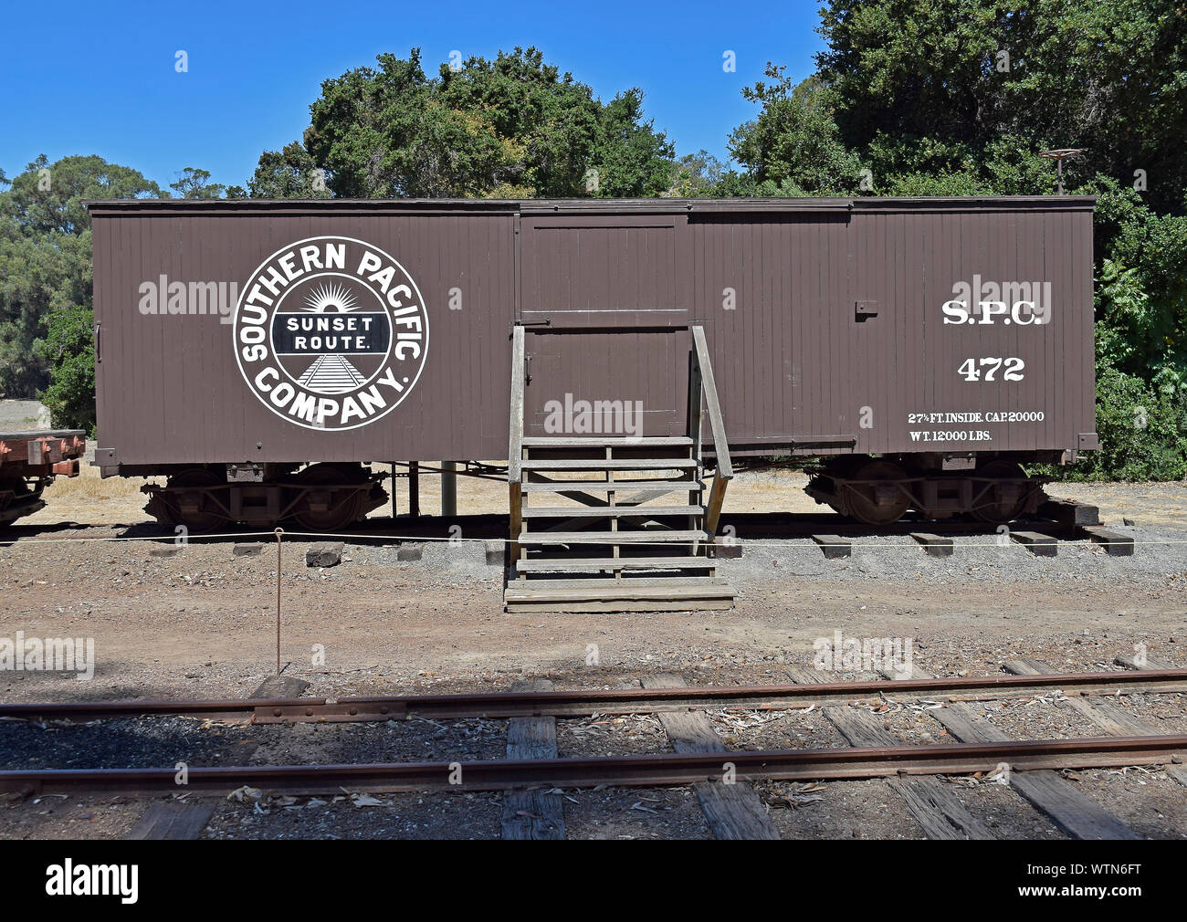 Southern Pacific company box car at  Ardenwood Historic Farm, Fremont, California Stock Photo