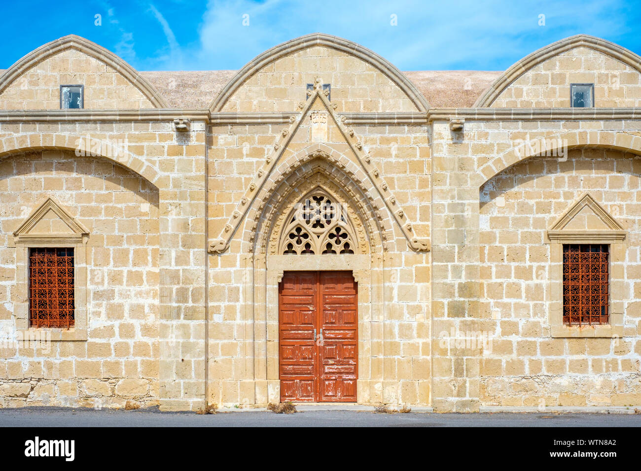 Ayios Thyrsos (Agios Therissos) church on the Karpaz Peniunsula, Yeni Erenköy, Famagusta (Iskele) District, Cyprus (Northern Cyprus). Stock Photo