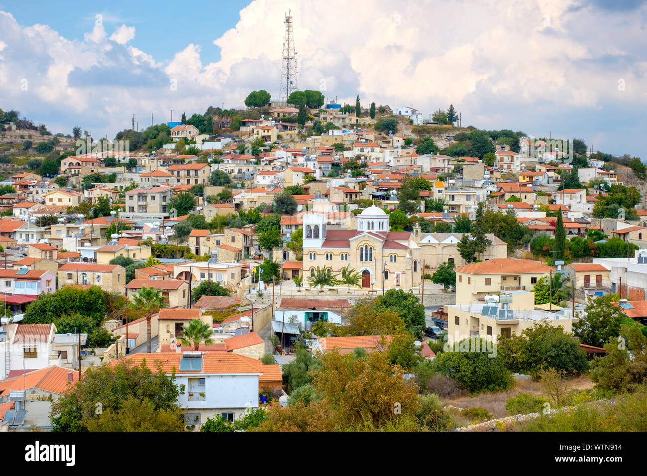 Cypriot village of Pachna (Pakna) on the south slopes of the Troödos mountain range, Limassol District, Cyprus Stock Photo