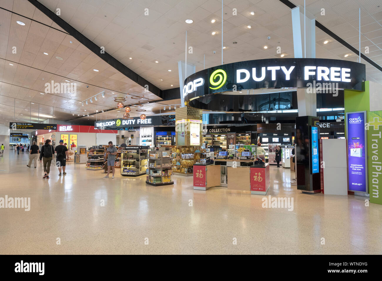 Auckland International Airport terminal Duty Free shopping . Stock Photo
