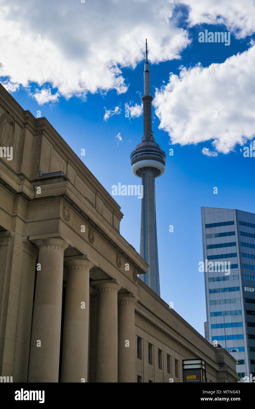 Famous CN tower in downtown Toronto,Canada Stock Photo