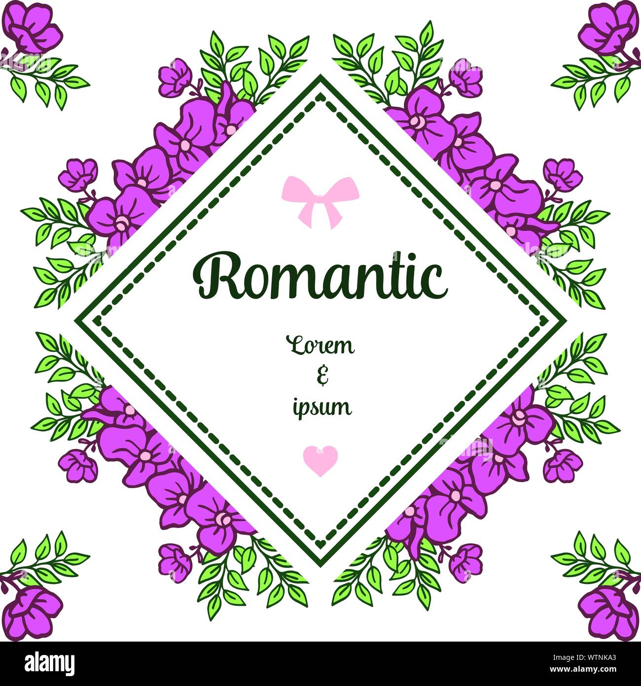 Vintage purple floral frame, for greeting card romantic. Vector Stock ...