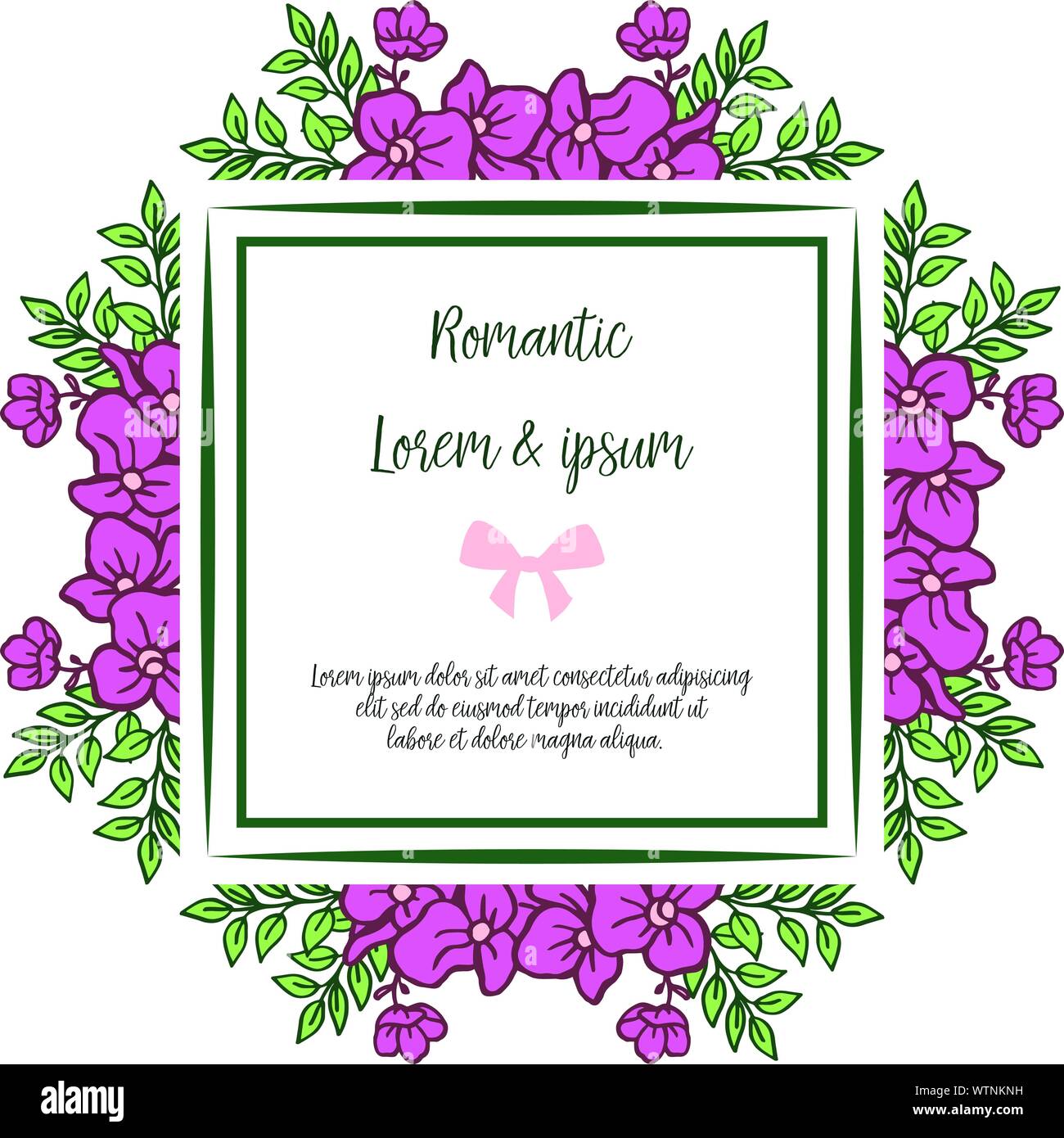 Vintage purple floral frame, for greeting card romantic. Vector Stock ...