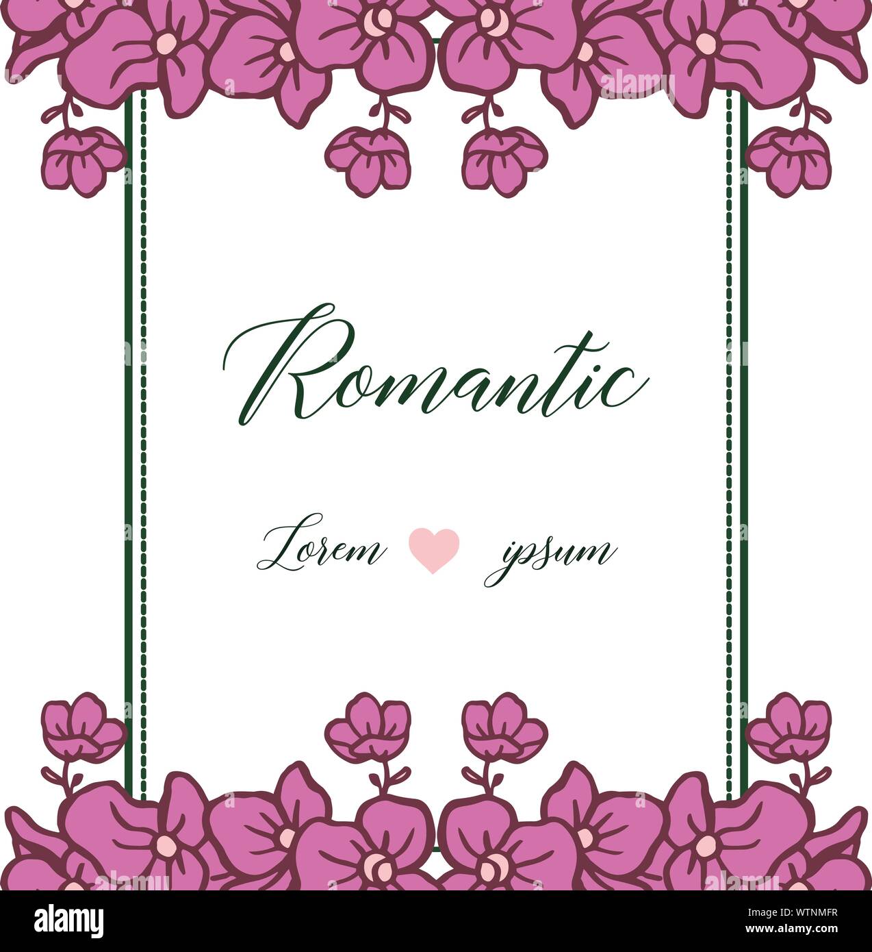 Vintage purple floral frame, for greeting card romantic. Vector Stock ...