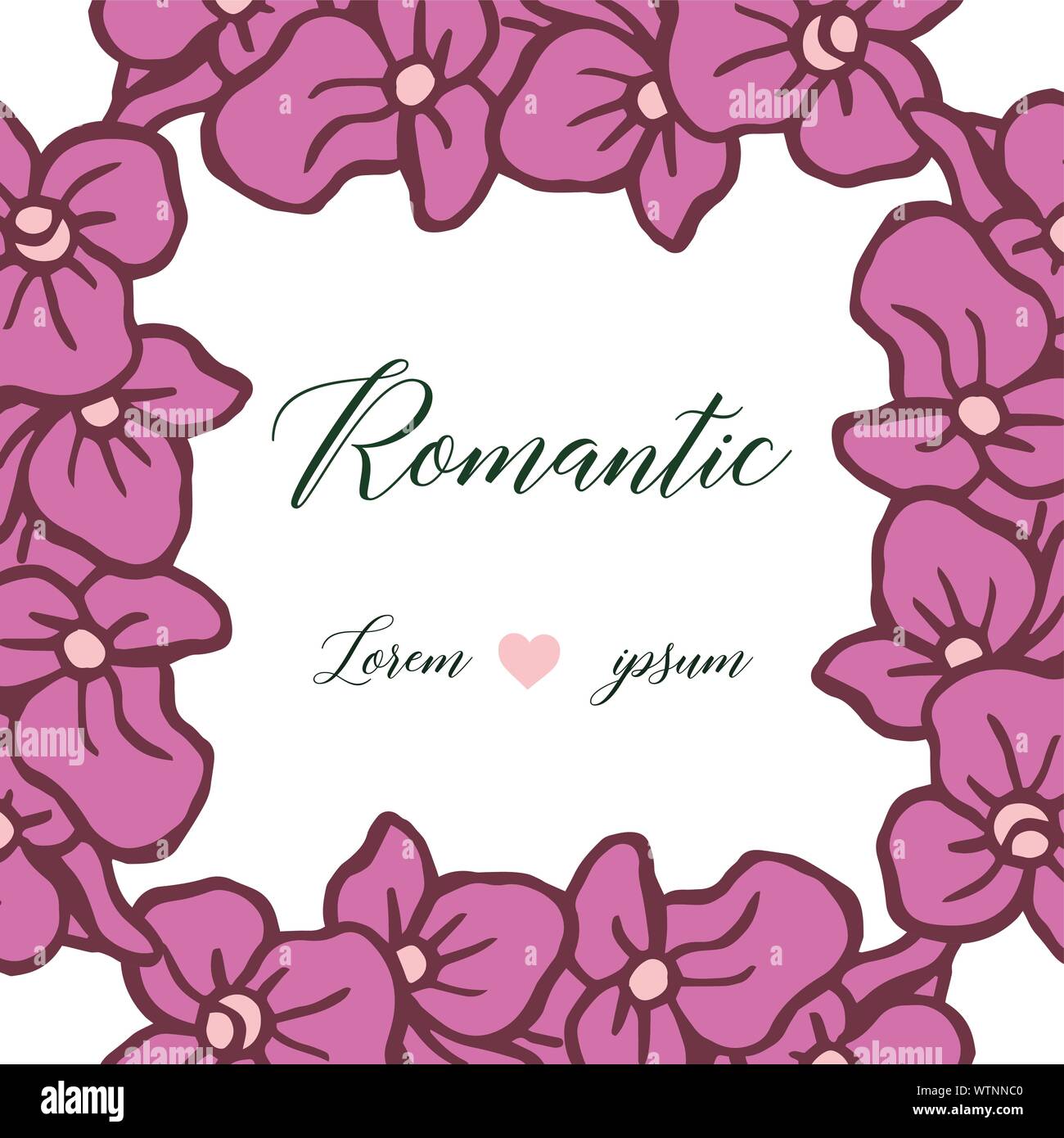 Vintage purple floral frame, for greeting card romantic. Vector Stock ...