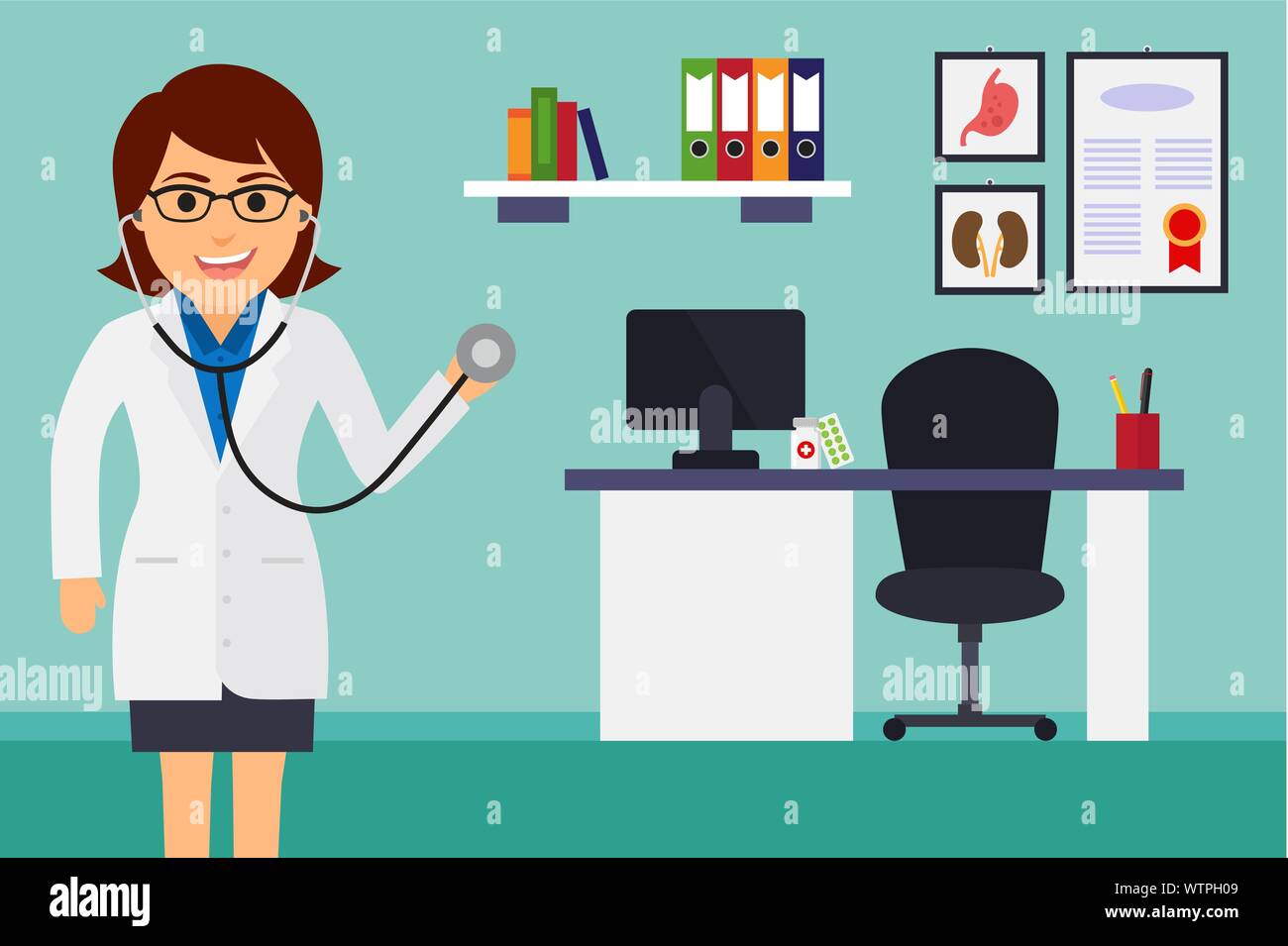 Cartoon doctor woman stethoscope medical hi-res stock photography and ...