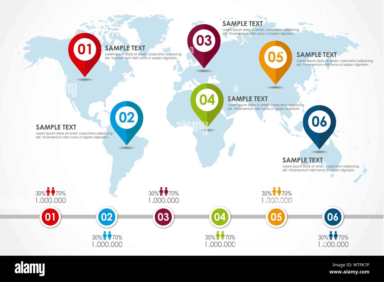 Word map infographic with population diagram. Vector illustration Stock ...