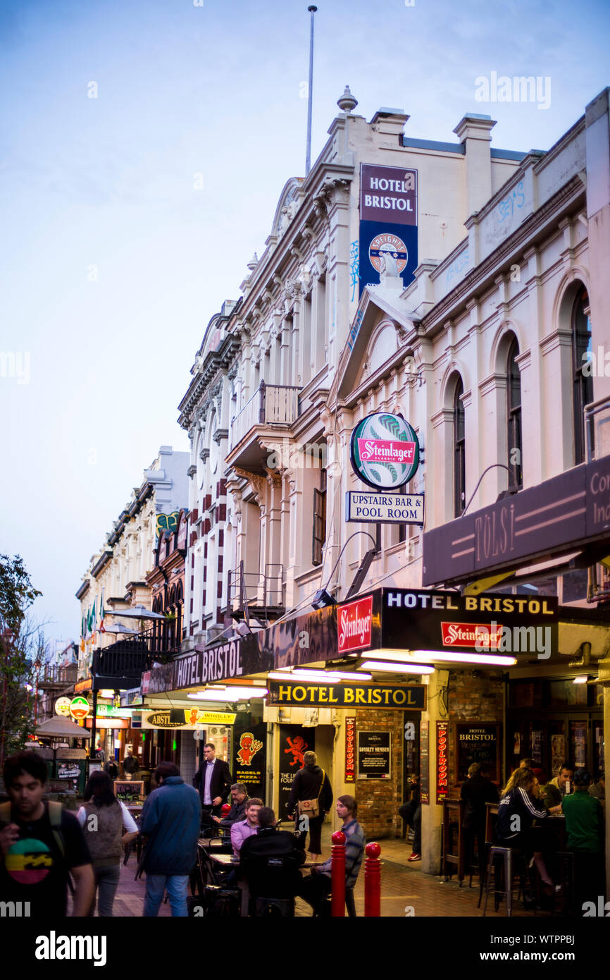 Downtown Cuba Street, Wellington, New Zealand. Stock Photo