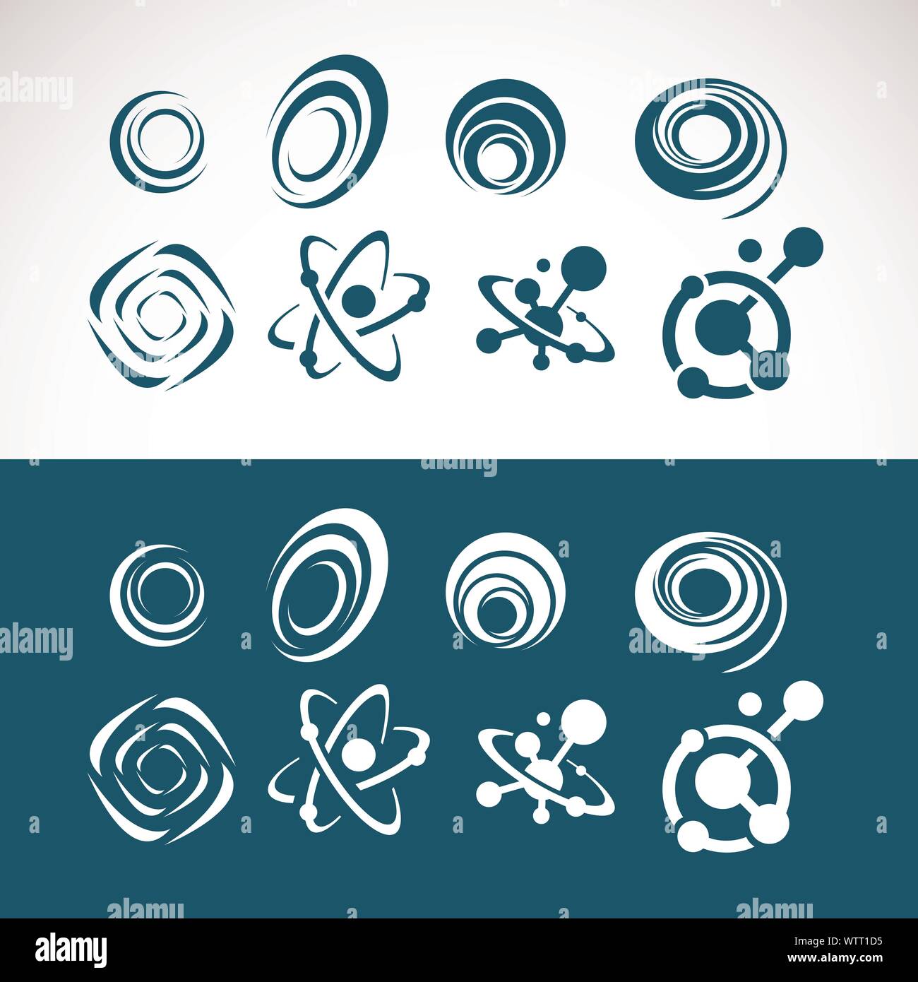 set of abstract circle logo elements swirl design Stock Vector