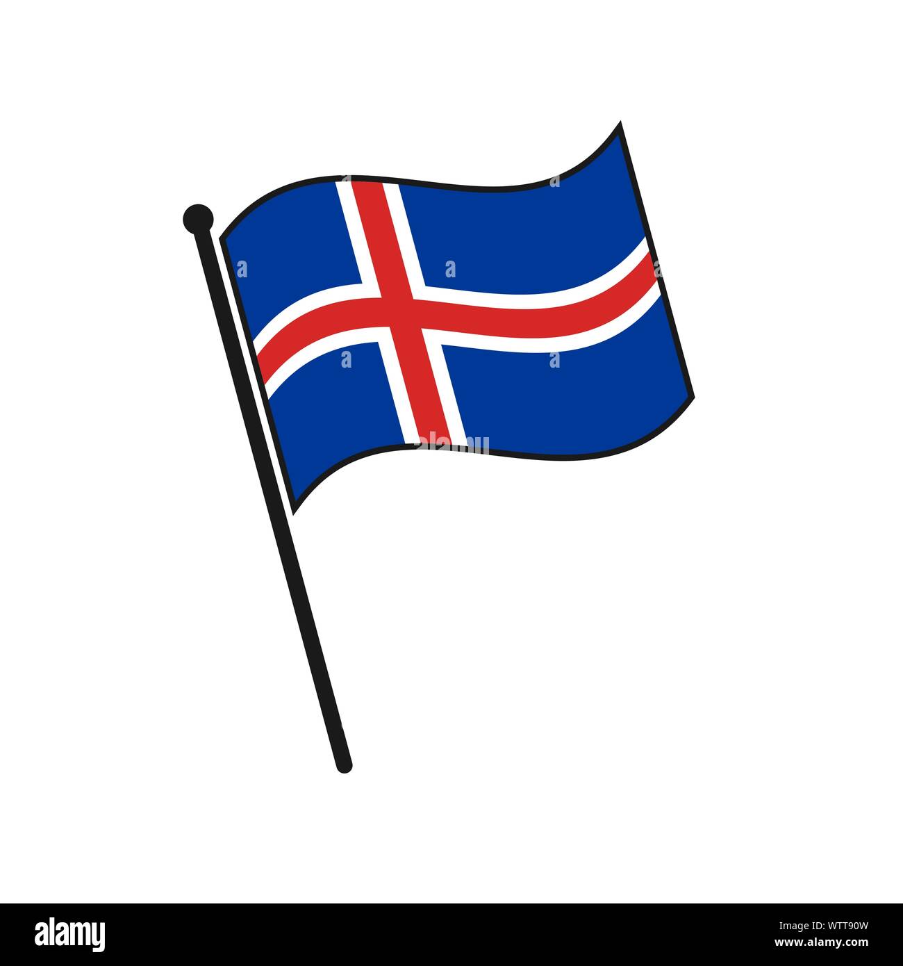Simple flag Iceland icon isolated on white background Stock Vector