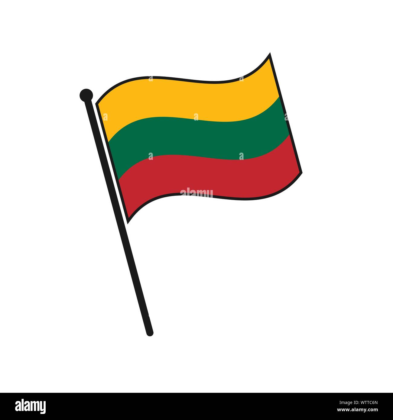 Simple flag Lithuania icon isolated on white background Stock Vector