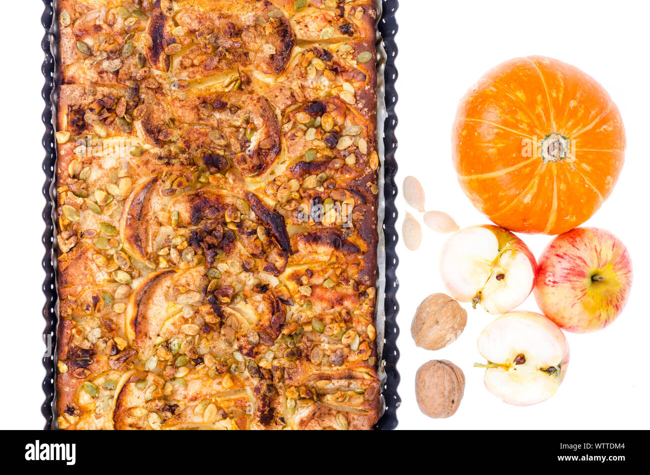 Homemade Apple Pumpkin Pie On White Background Studio Photo Stock homemade-apple-pumpkin-pie-on-white-background-studio-photo-stock