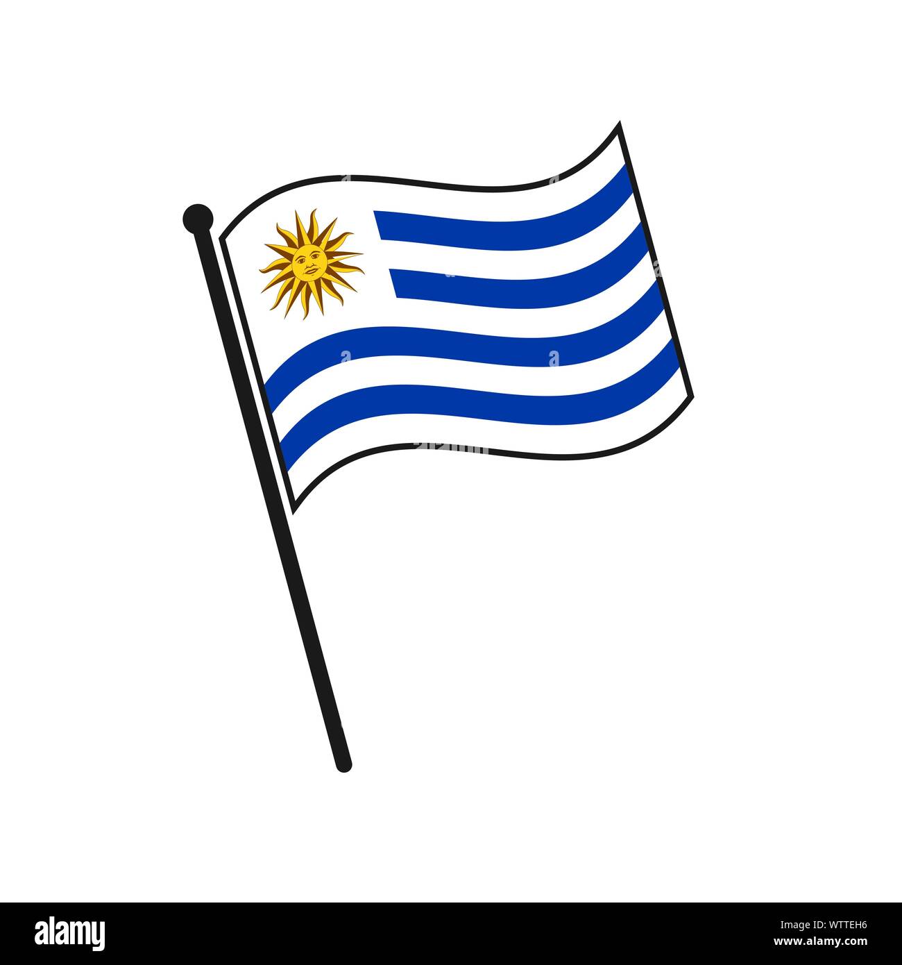Simple flag Uruguay icon isolated on white background Stock Vector