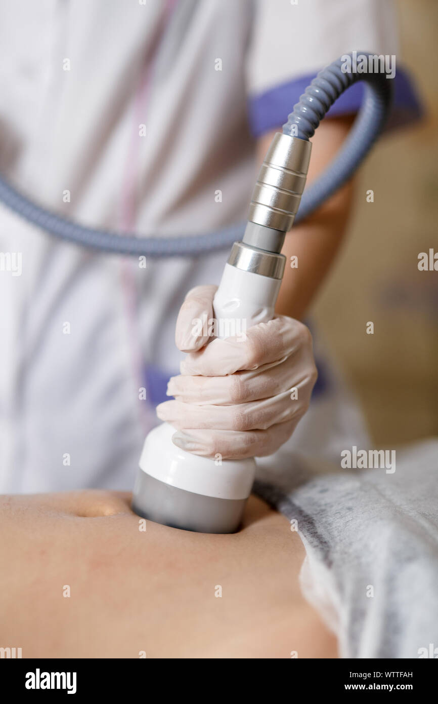 Vacuum massage device . Anti cellulite body correction treatment. Loss