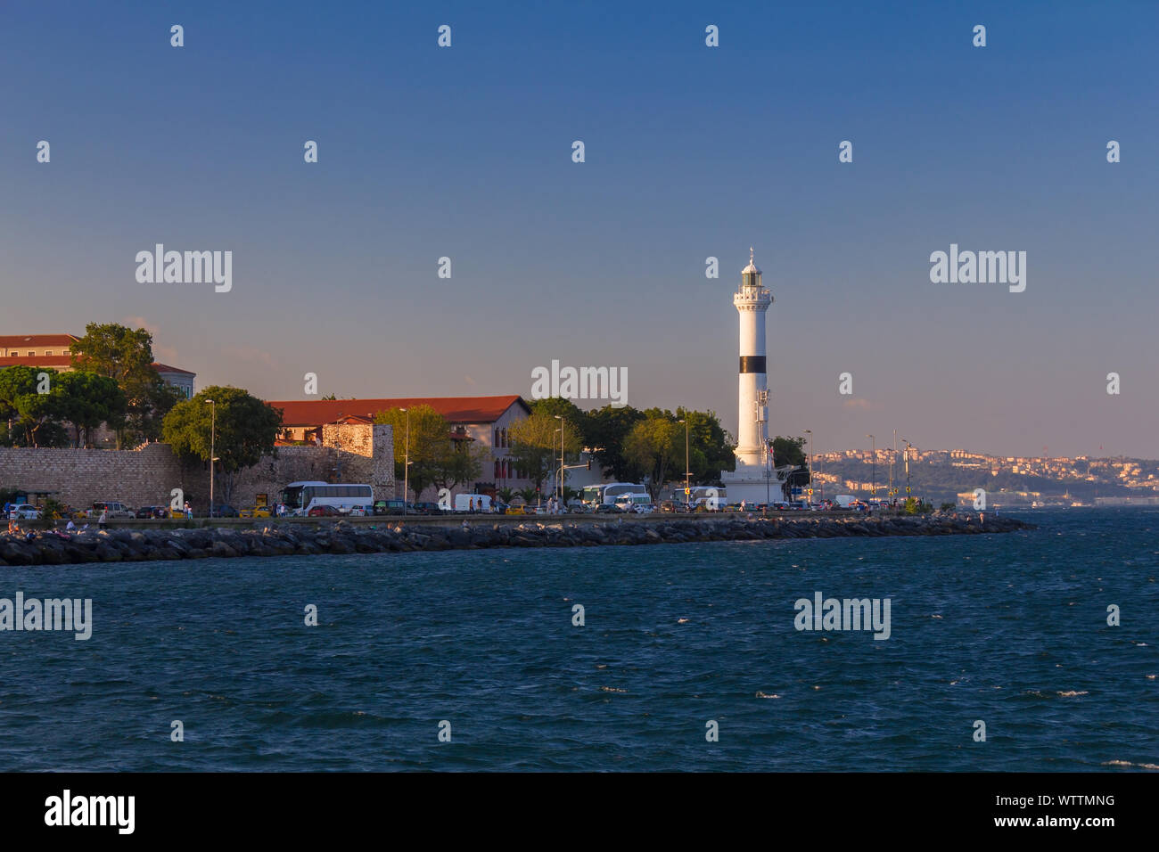 Lighthouse in Istanbul at the evening Stock Photo