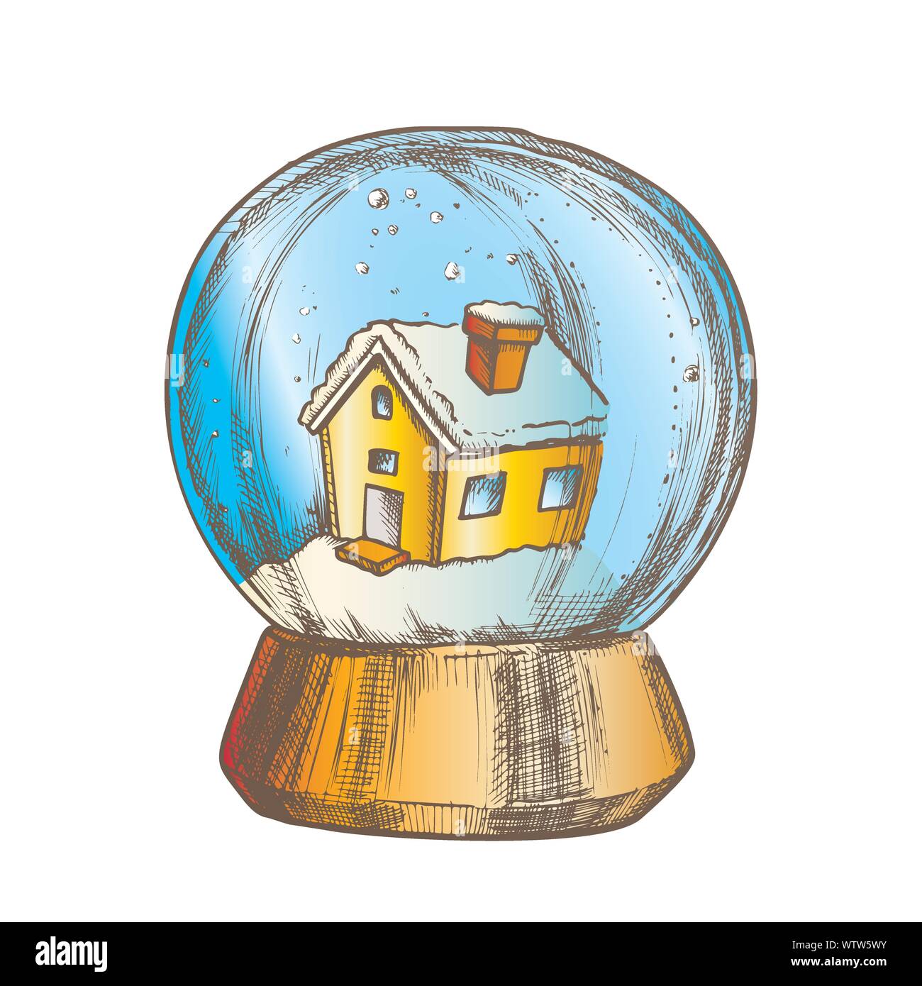 Snow Globe With House Souvenir Vintage Vector Stock Vector Image & Art ...