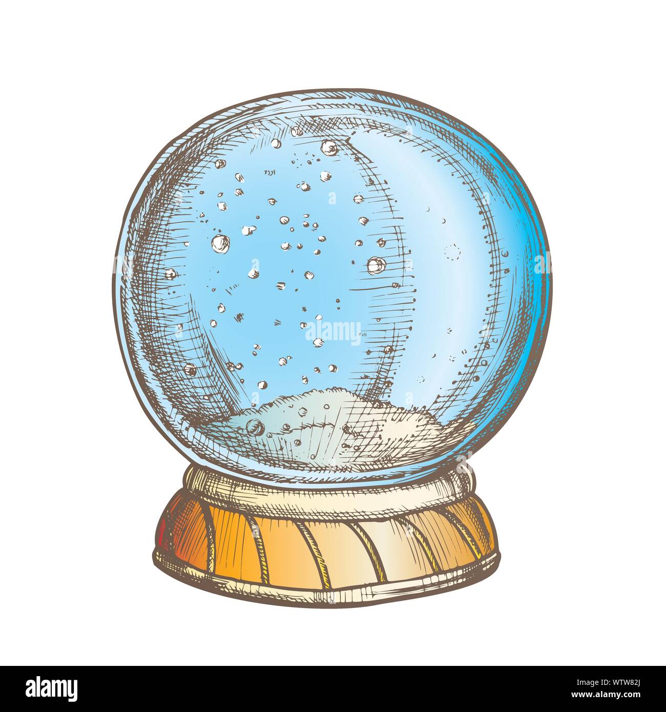 Christmas Snow Globe Souvenir Hand Drawn Color Vector Stock Vector ...