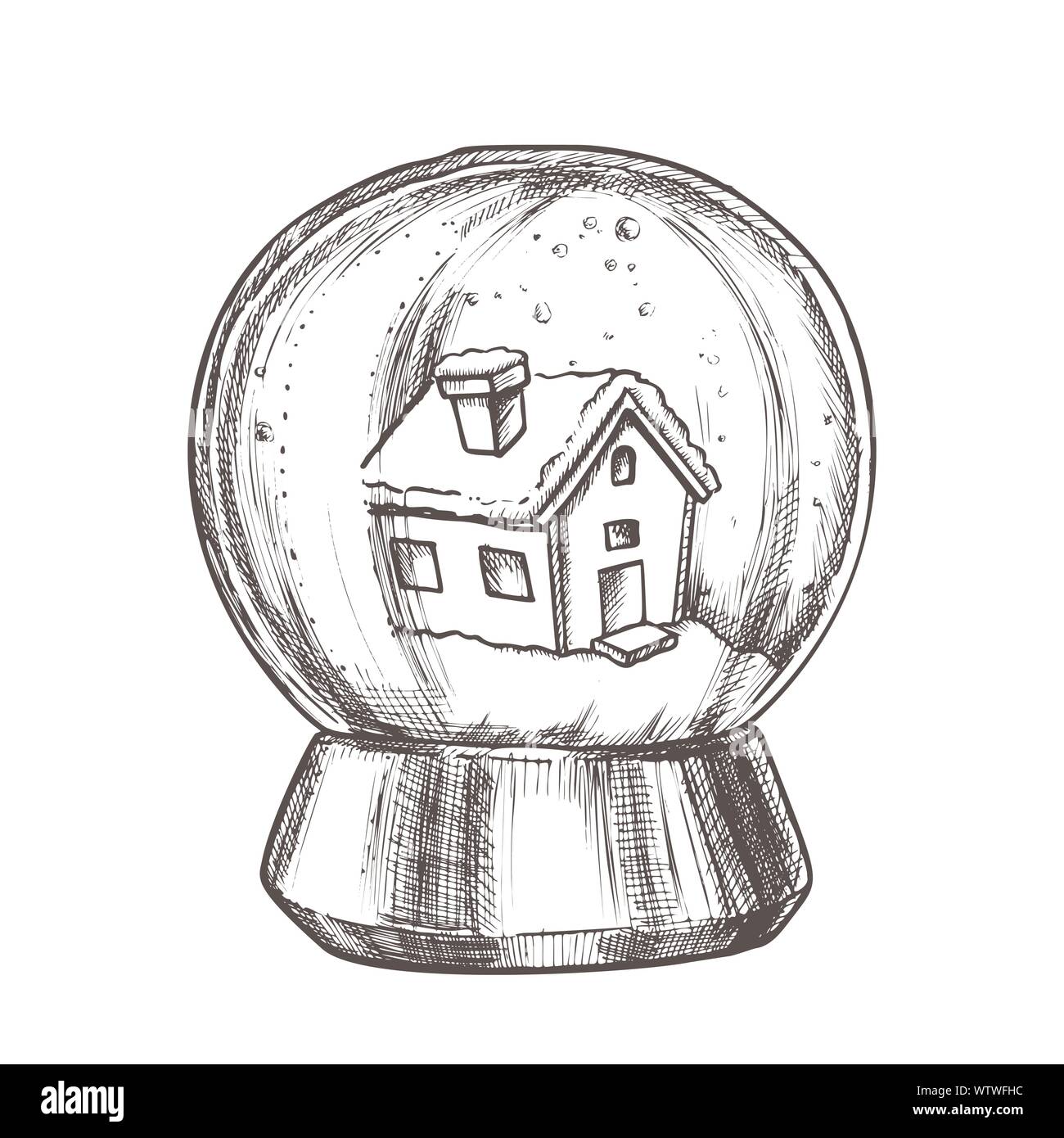 Snow Globe With House Souvenir Vintage Vector Stock Vector Image & Art ...