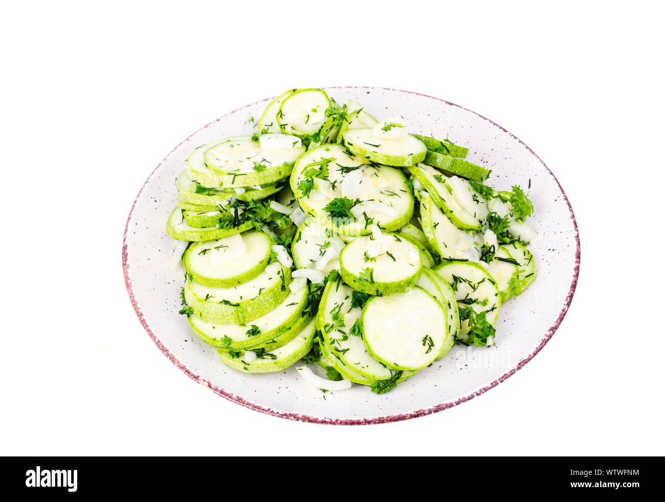 Marinated slices of zucchini with garlic and herbs Stock Photo Alamy