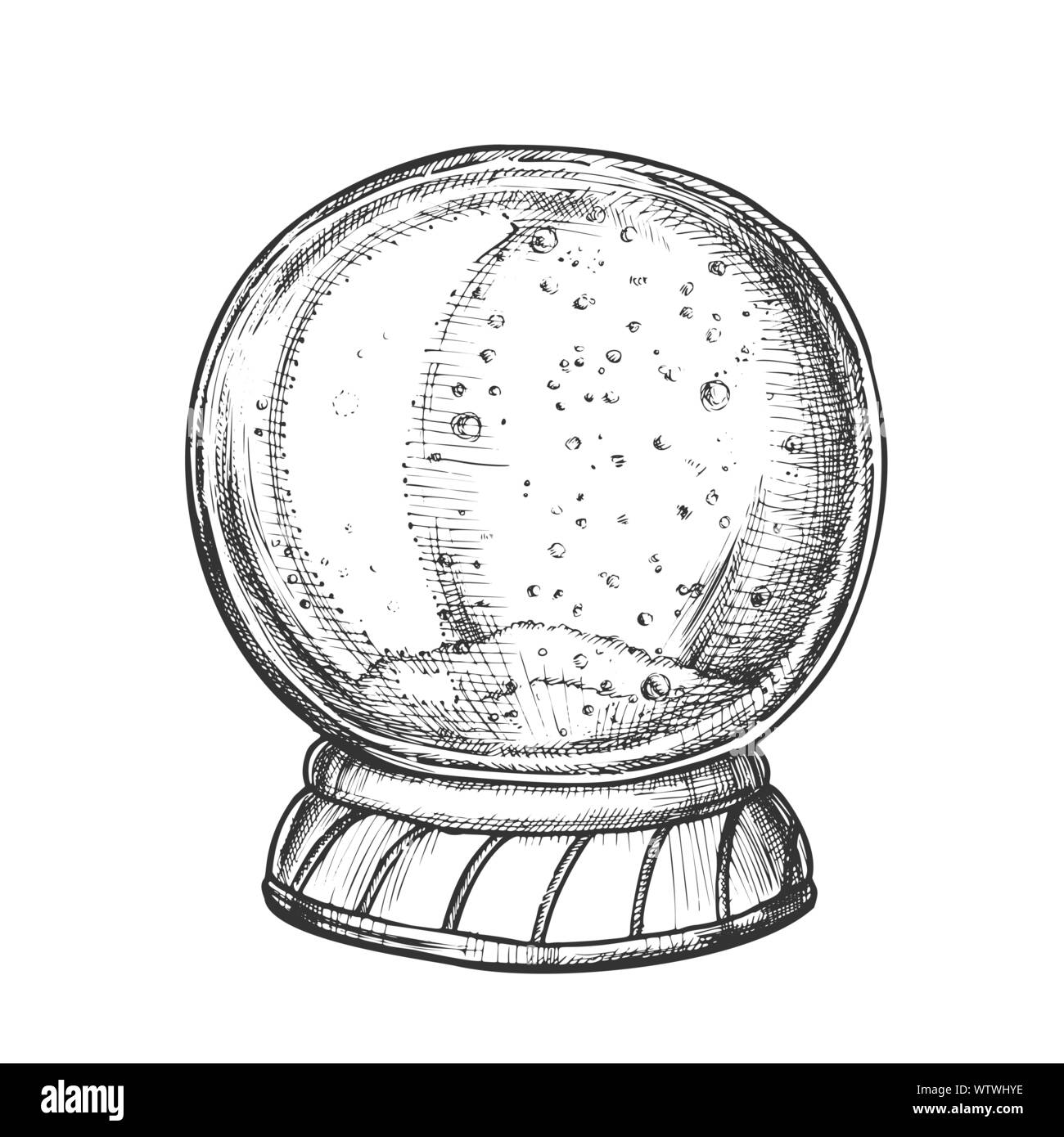 Christmas Snow Globe Souvenir Hand Drawn Vector Stock Vector Image ...