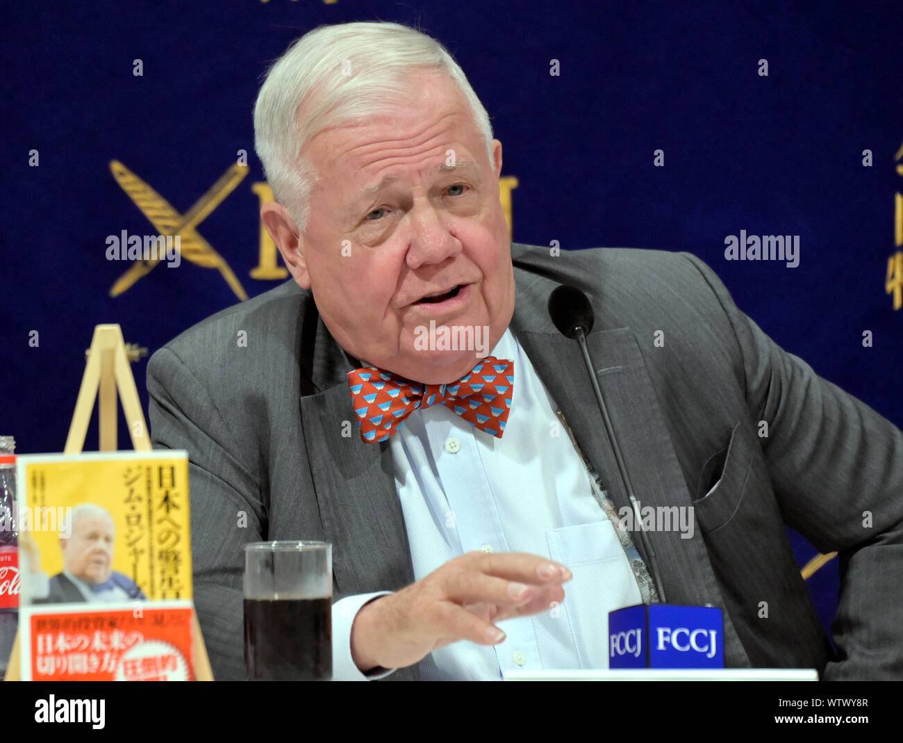 Tokyo, Japan. 12th Sep, 2019. American investor Jim Rogers speaks at the  foreign correspondents club in Tokyo on Thursday, September 12, 2019. Rogers  was in town to promote his new book,?The Future