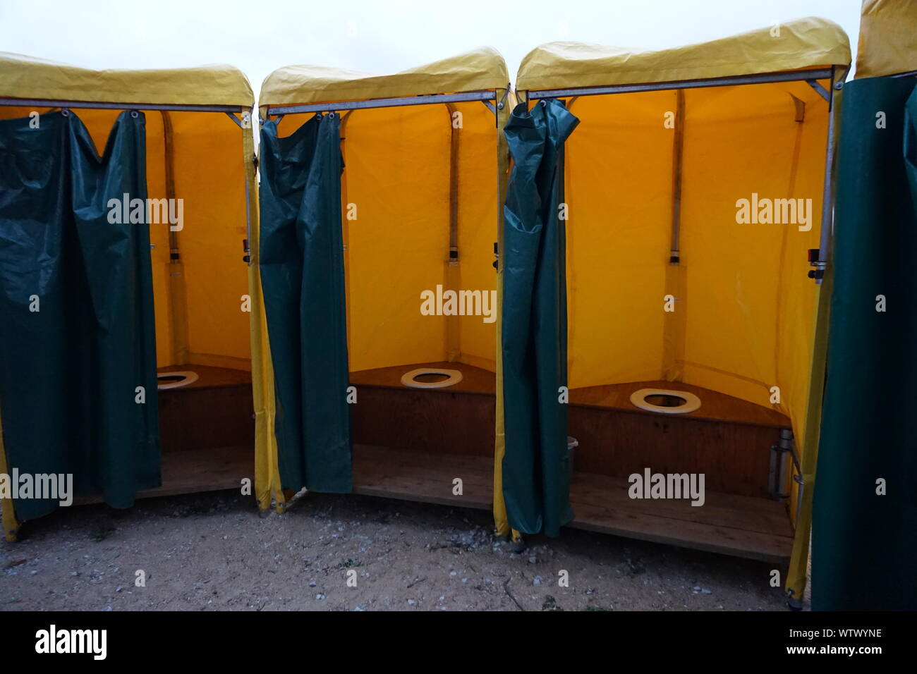 outdoor dry toilets at a festival in France Stock Photo