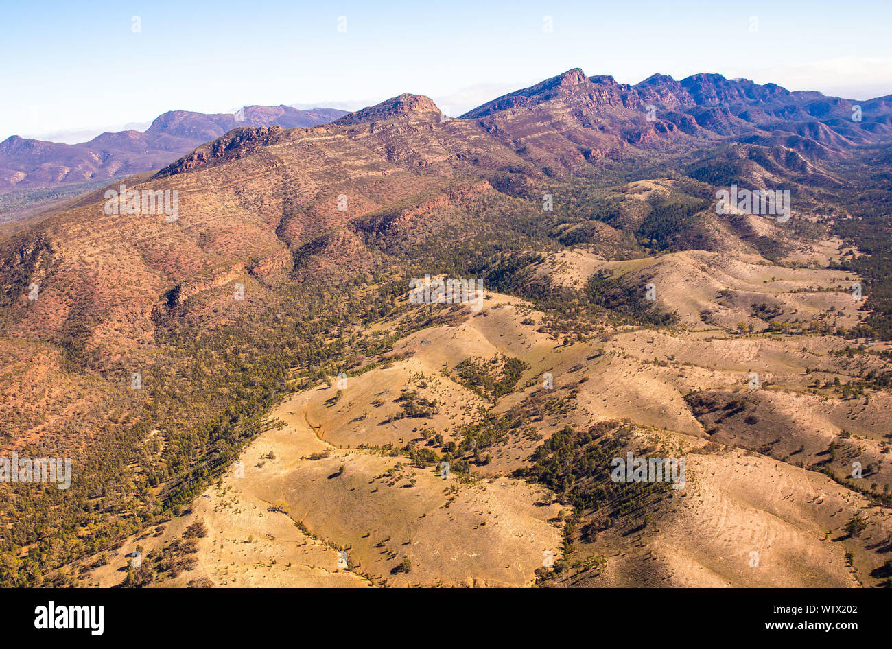 Aerial view of the Flinders Ranges in South Australia Stock Photo