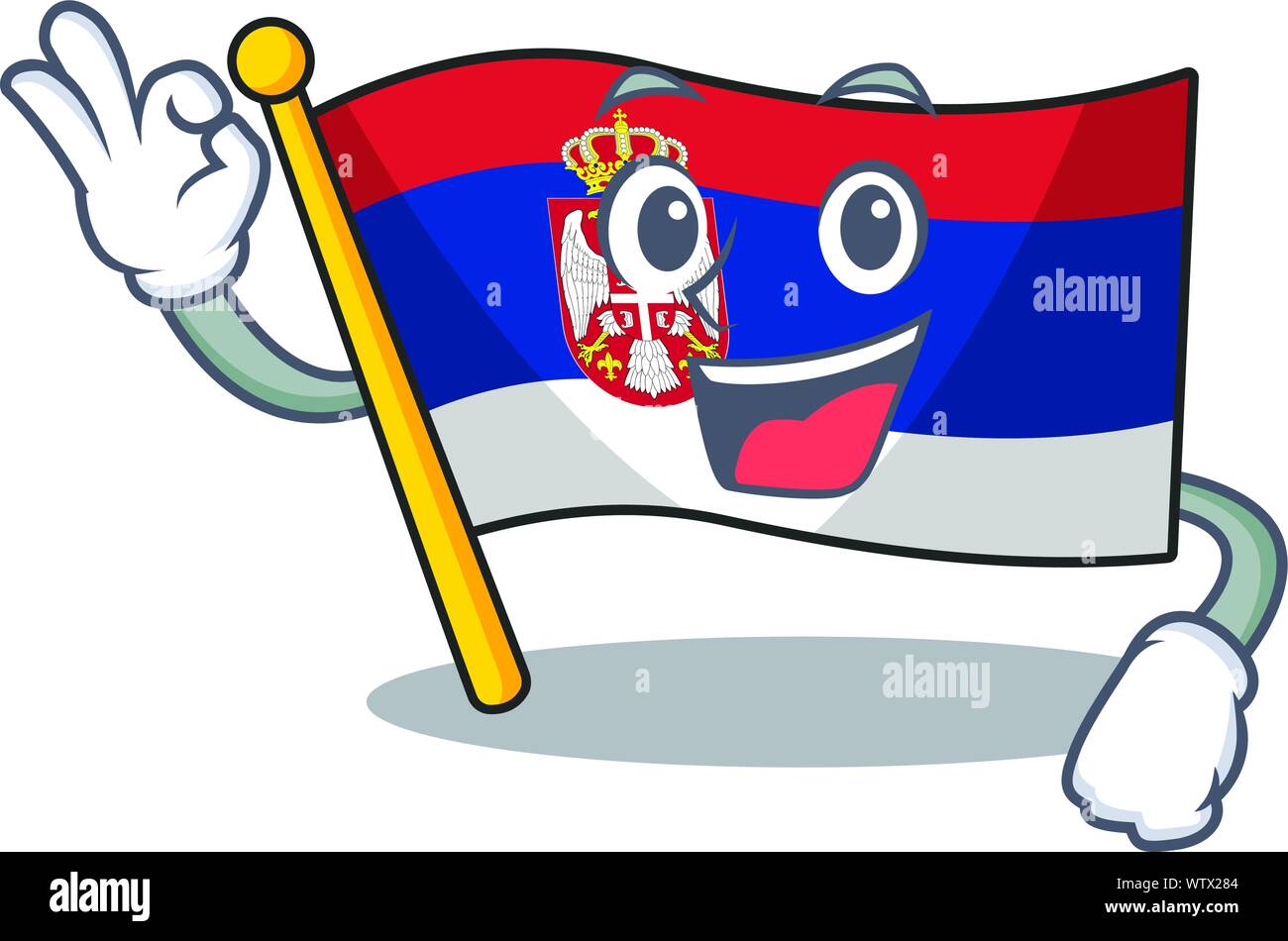 Okay serbia flag flown on cartoon pole Stock Vector Image &amp; Art - Alamy