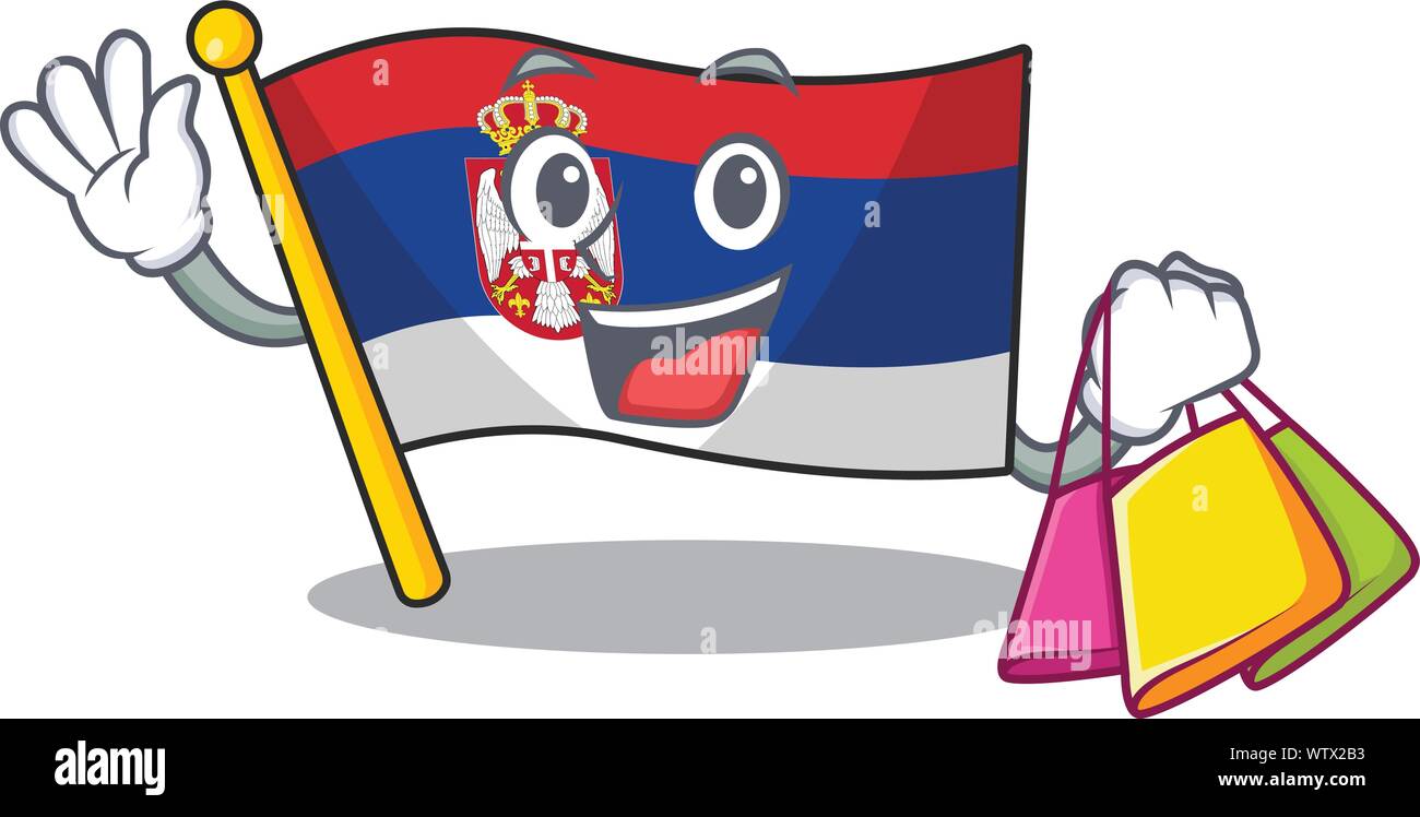 Shopping serbia flag flown on cartoon pole Stock Vector Image &amp; Art - Alamy