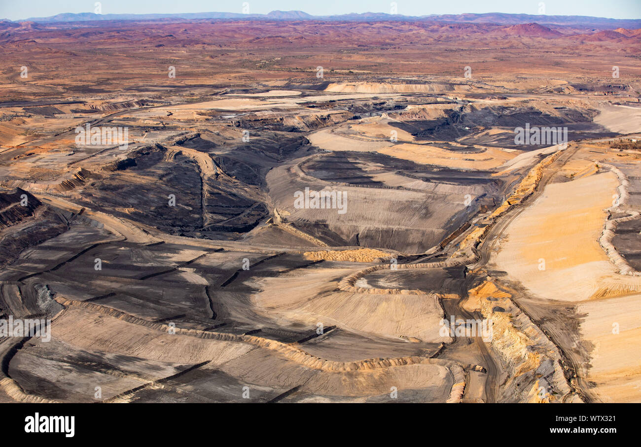 The now closed coal mine at Leigh Creek, South Australia, aerial shot