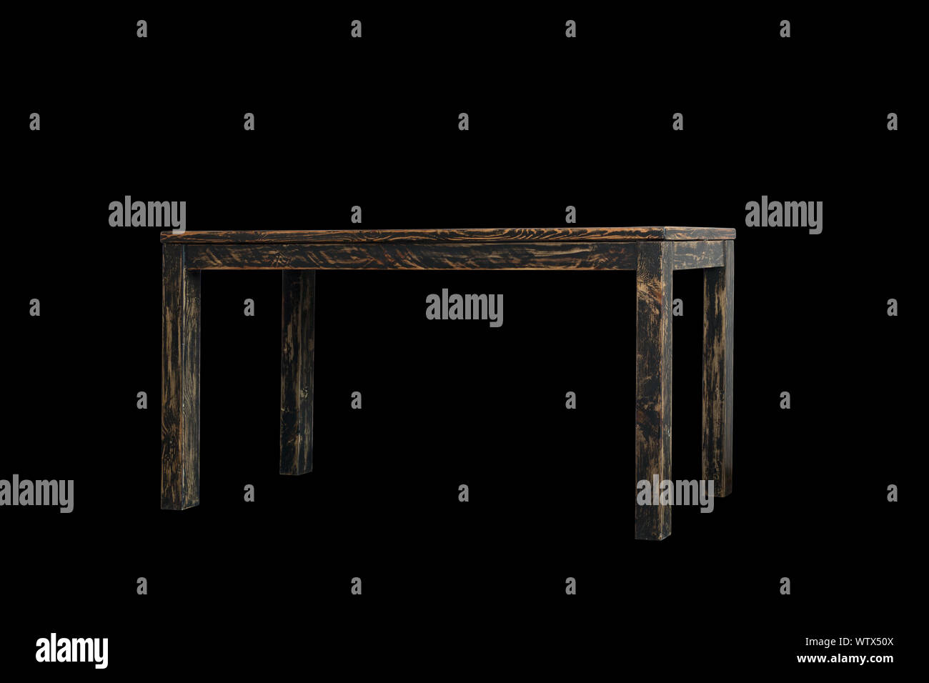 Empty wooden table isolated on black Stock Photo