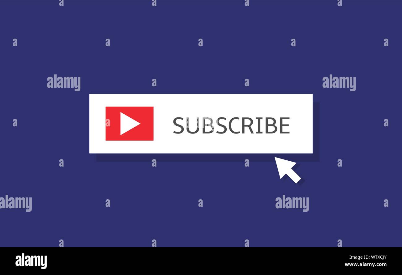 Subscribe banner template. Red Subscribe button with white arrow Stock Vector