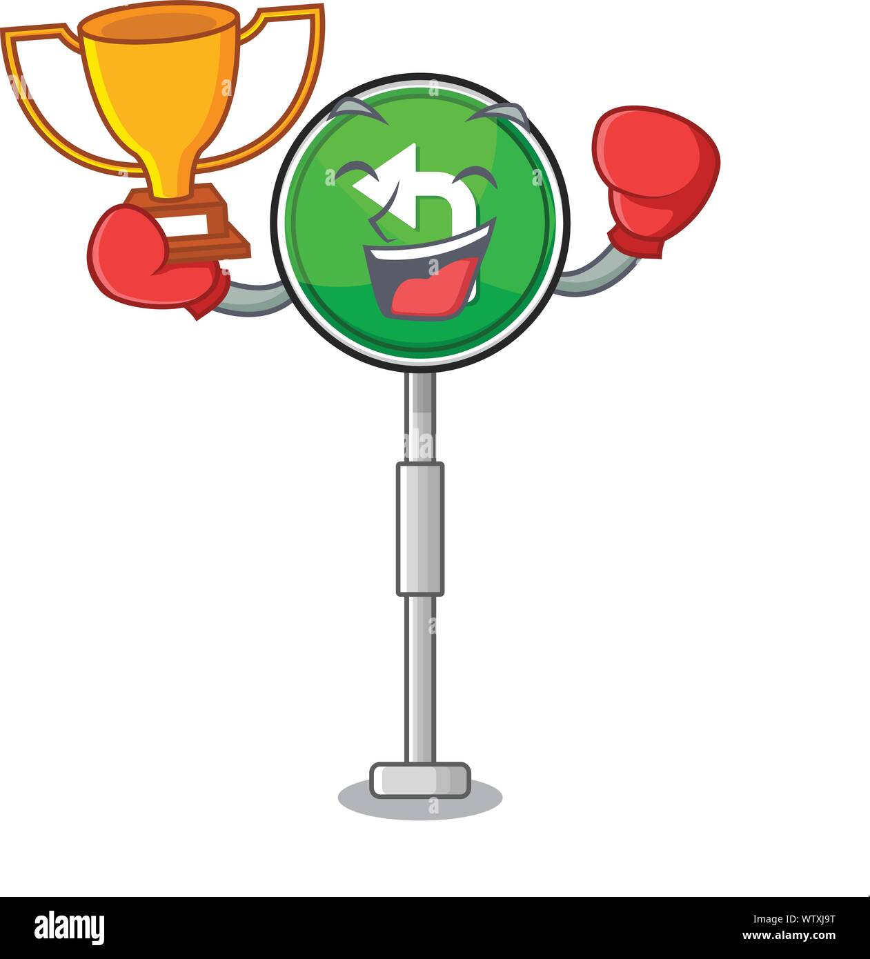 Boxing winner turn left the on a character Stock Vector