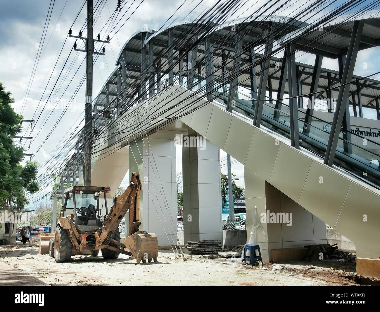Construction Equipment By Bridge Stock Photo