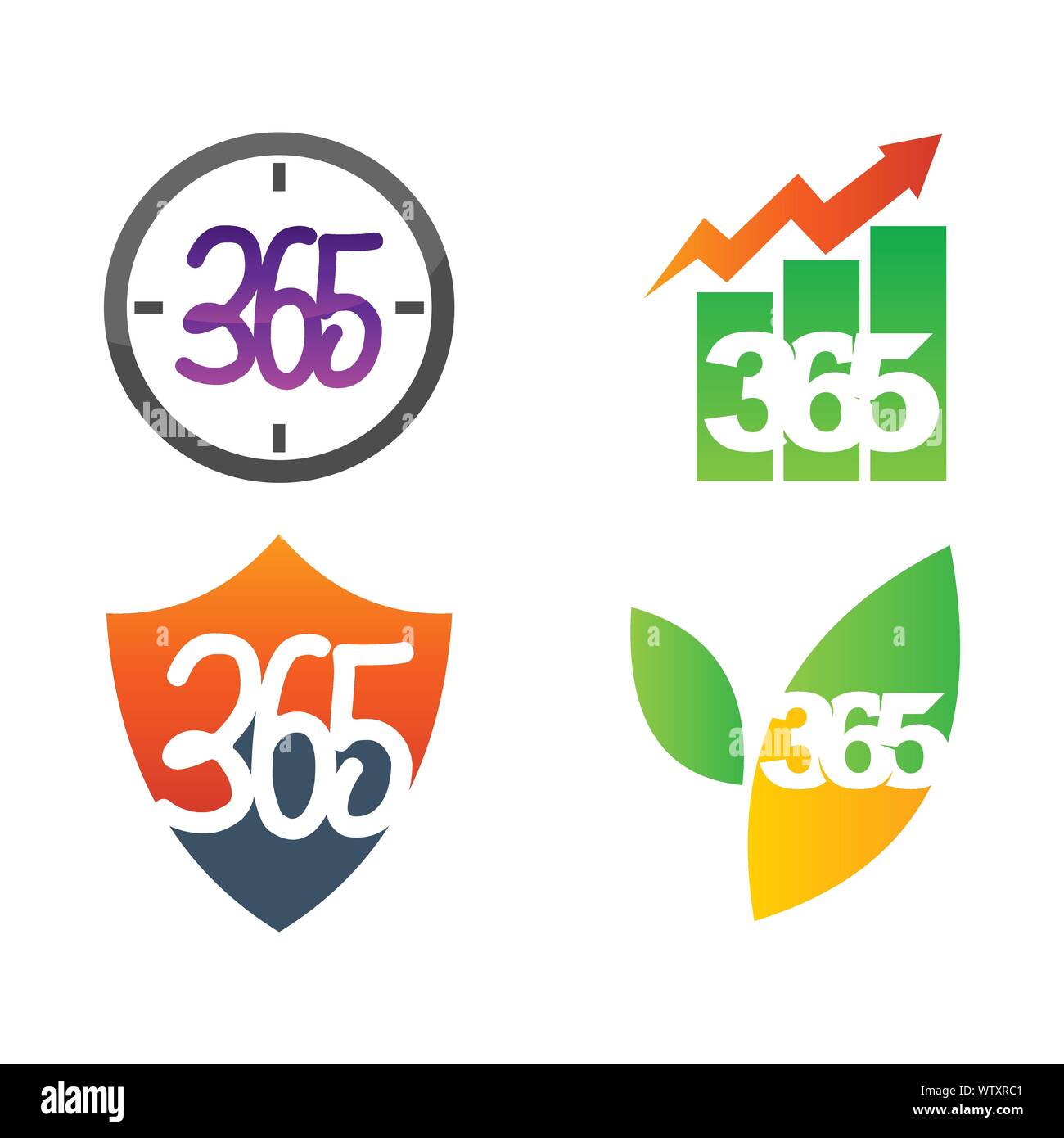 time business shield leaf 365 infinity logo icon illustration Stock ...