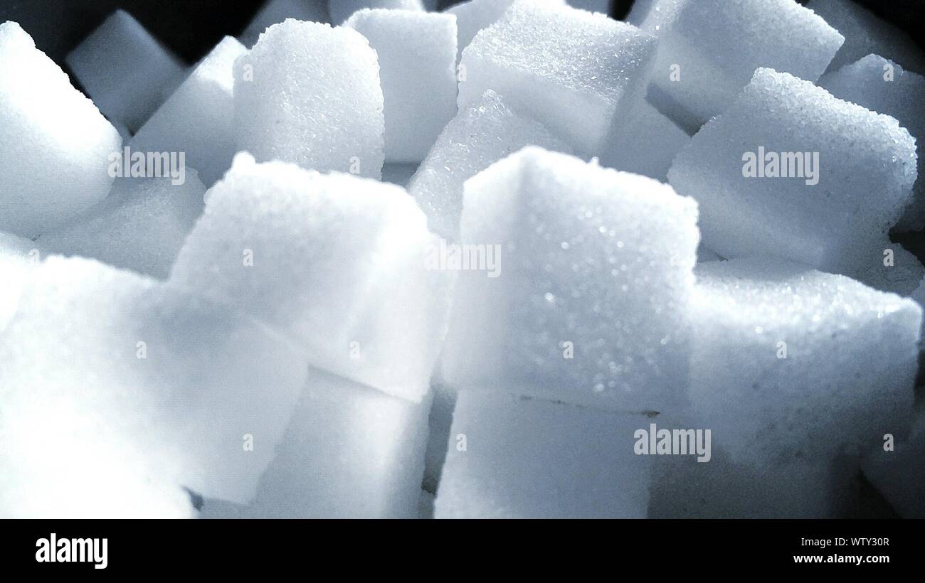 Full Frame Shot Of White Sugar Cubes Stock Photo