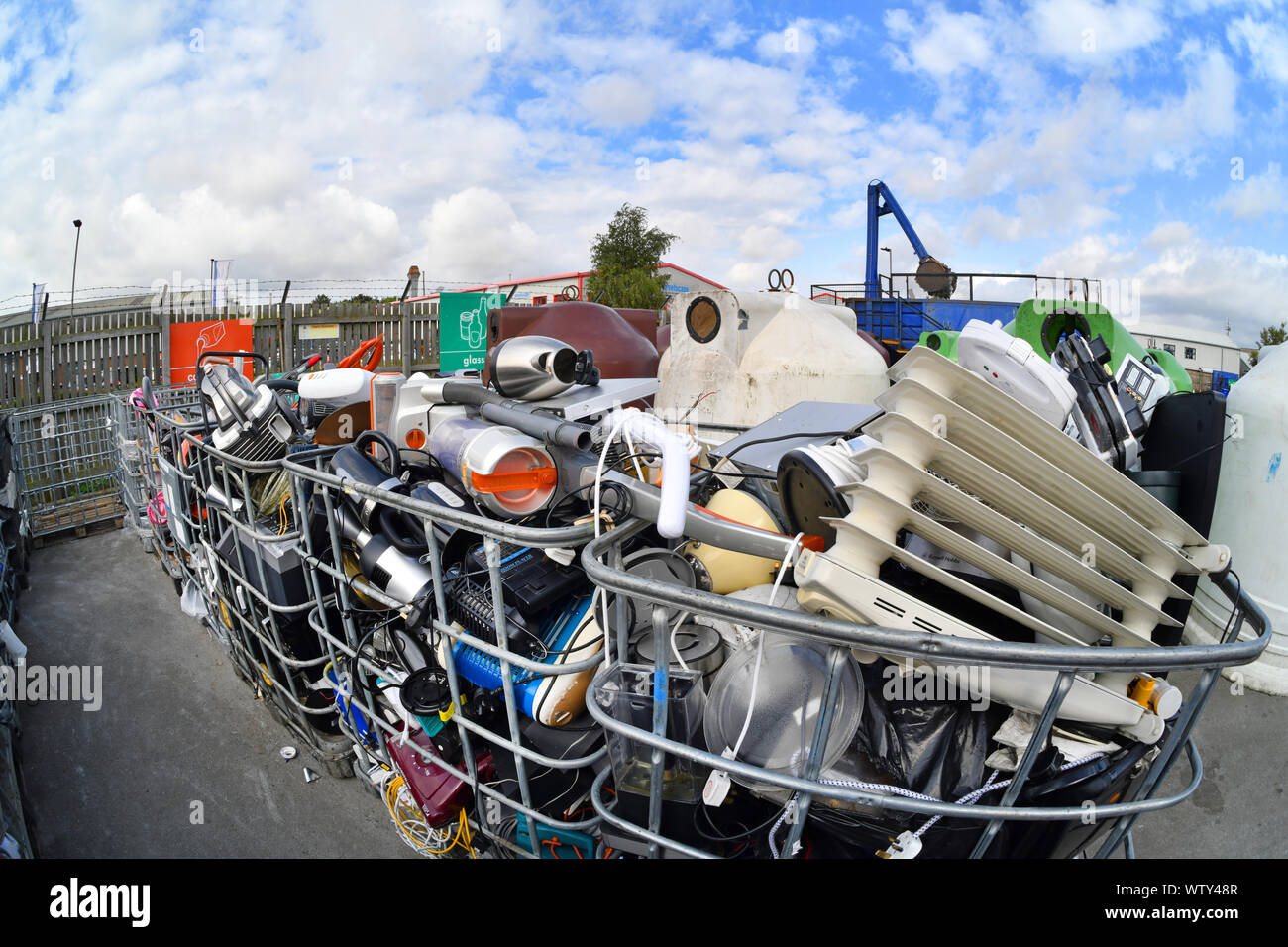 container of waste electronic items (weee) waiting for recycling at