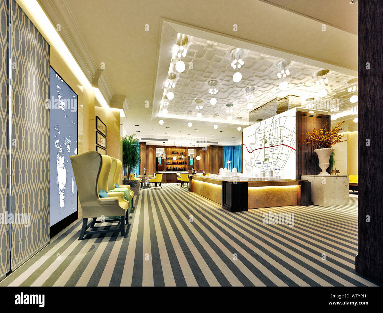 Modern luxury hotel lobby 3d rendering hi-res stock photography and ...