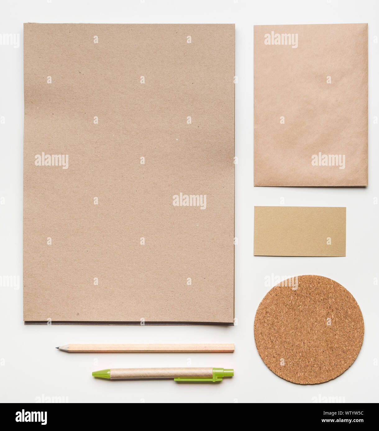 Download Eco Friendly Branding Mockup With Craft Paper Stationery Stock Photo Alamy PSD Mockup Templates