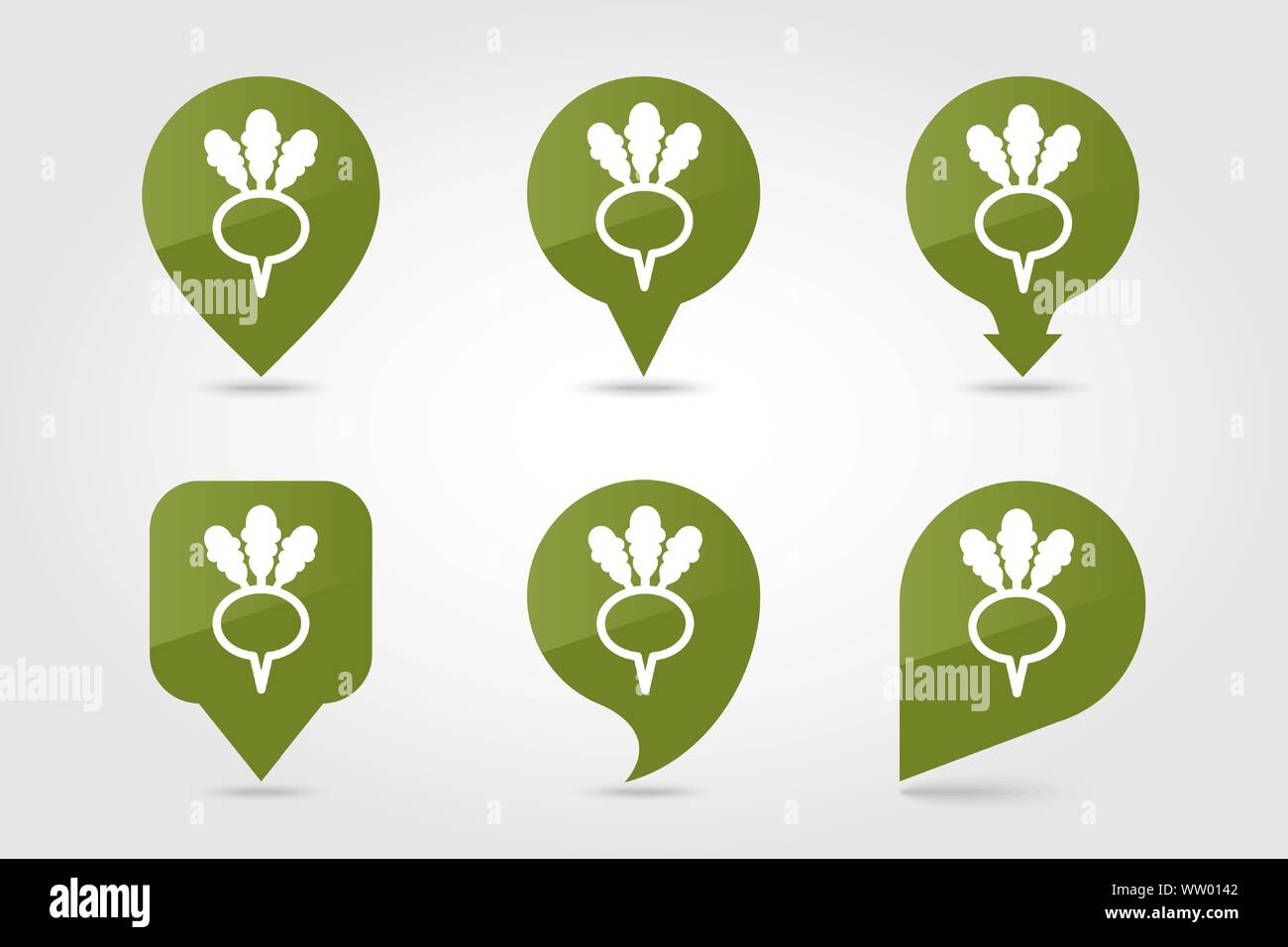 Turnip flat vector pin map icon. Map pointer. Map markers. Vegetable ...
