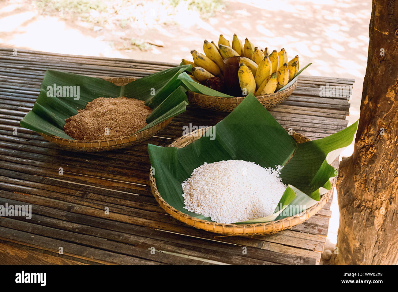 bananas food nutrition. Fruit, elephant food.Pile of yellow ripe saba ...