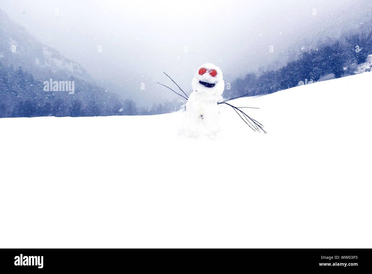 Snowman With Arms Open Stock Photo