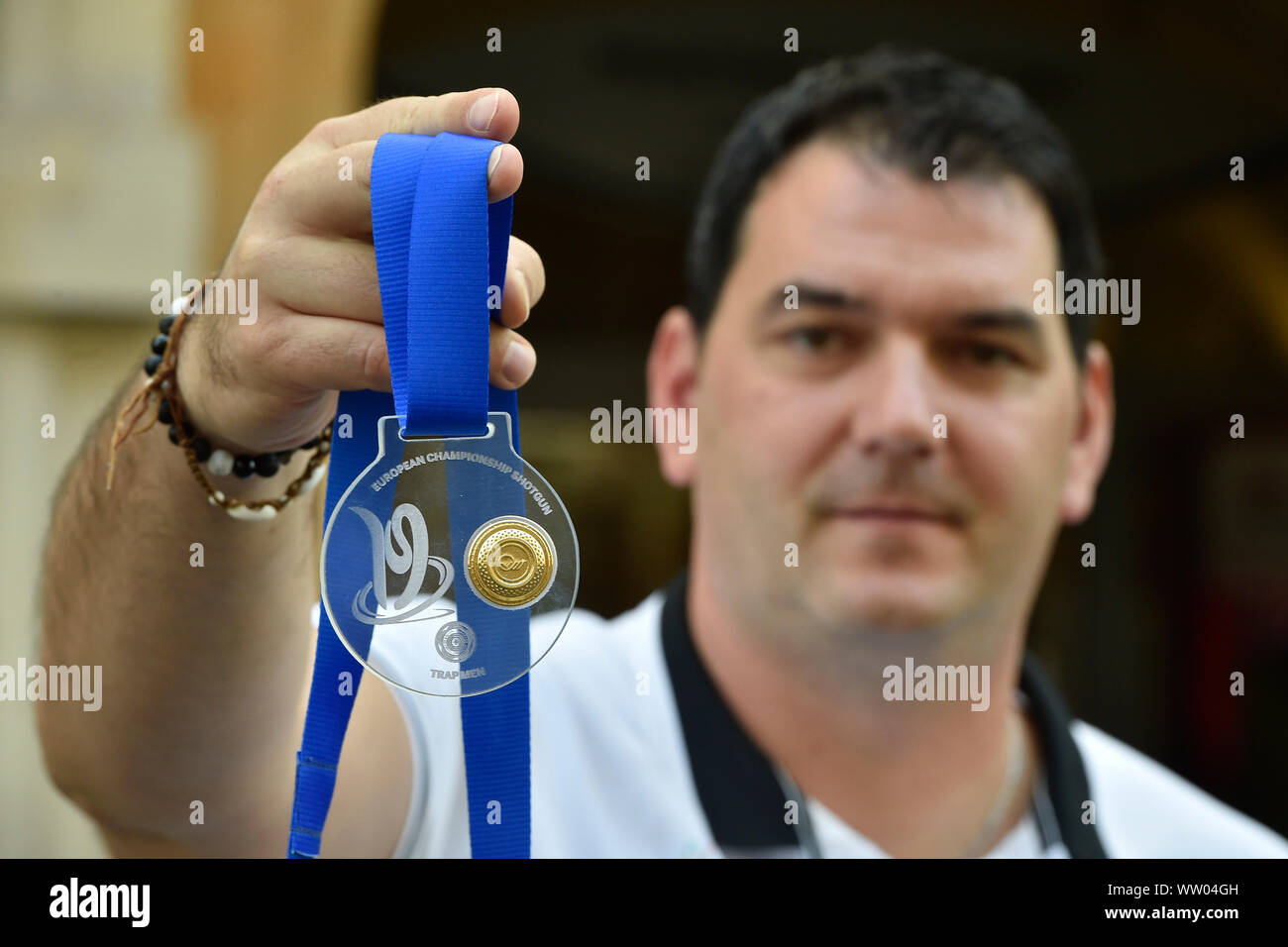 Brno Czech Republic 12th Sep 2019 Czech Trap Shooter Jiri Liptak Shows His Gold Medal From 2019 European Championship Shotgun On September 12 2019 In Brno Czech Republic Credit Vaclav Salek Ctk Photo Alamy