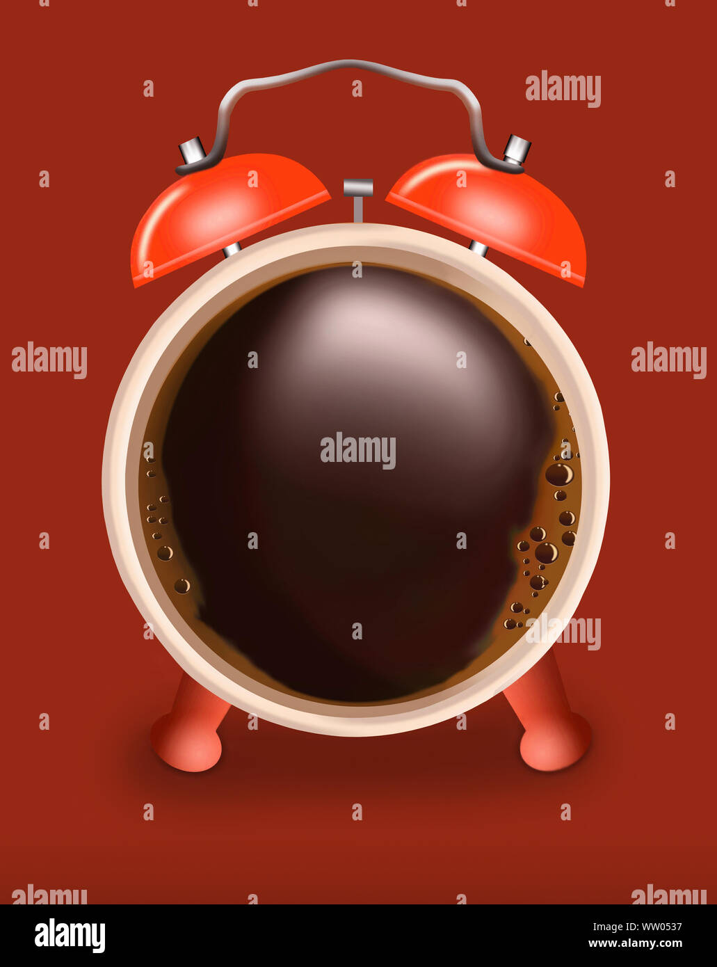 Black coffee as alarm clock Stock Photo