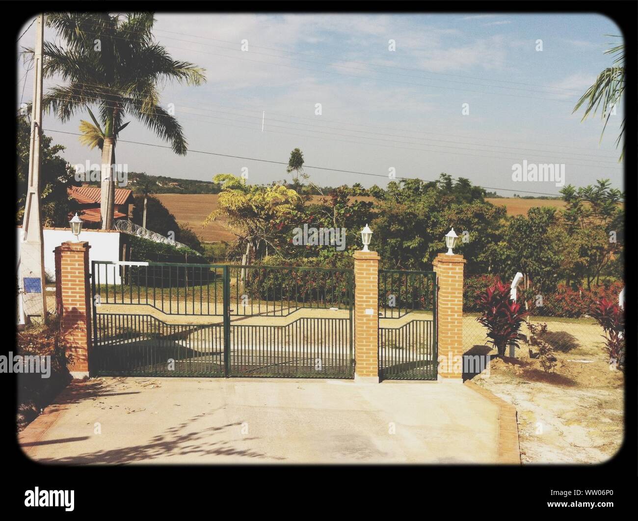 Closed Gate At End Of Driveway Stock Photo Alamy