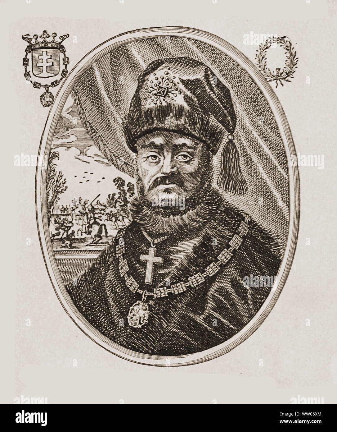 Mikhail Fyodorovich Romanov(1596 - 1645) or Michael I tsar of Russia founder of the Romanov dynasty. Conquering most of Siberia with the aid of the Cossaks, his reign extended Russia to the Pacific Ocean Stock Photo