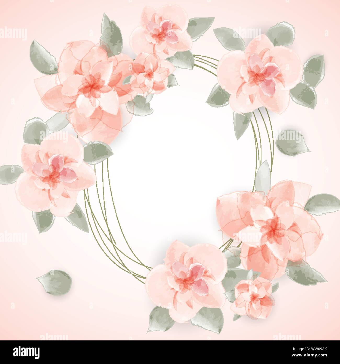 Floral spring illustration for wedding greeting text Stock Vector