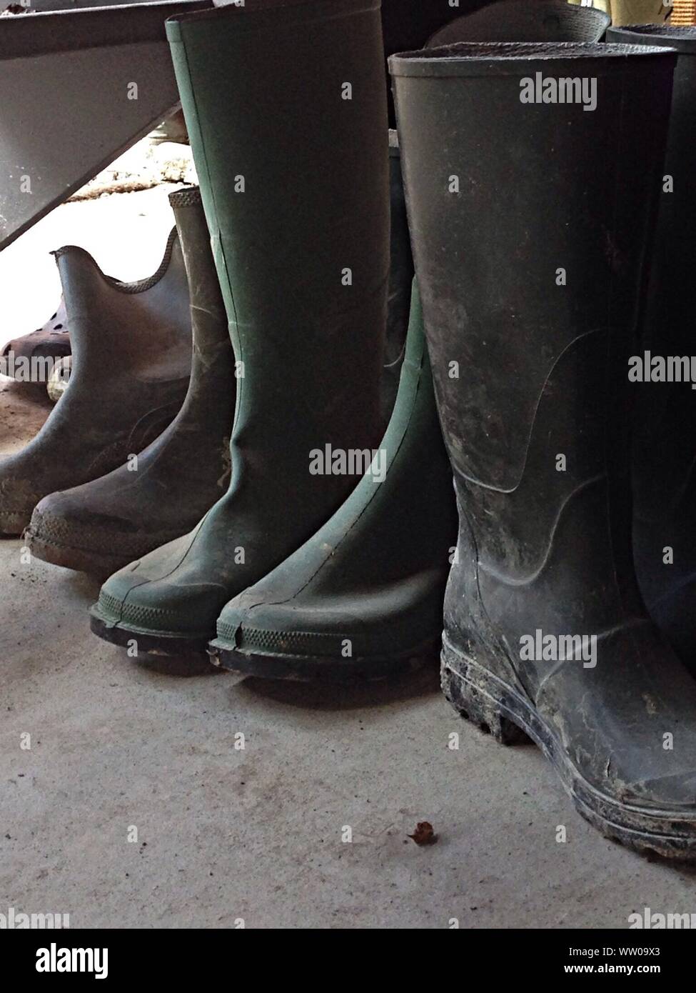 Wellingtons Covered In Mud Stock Photo
