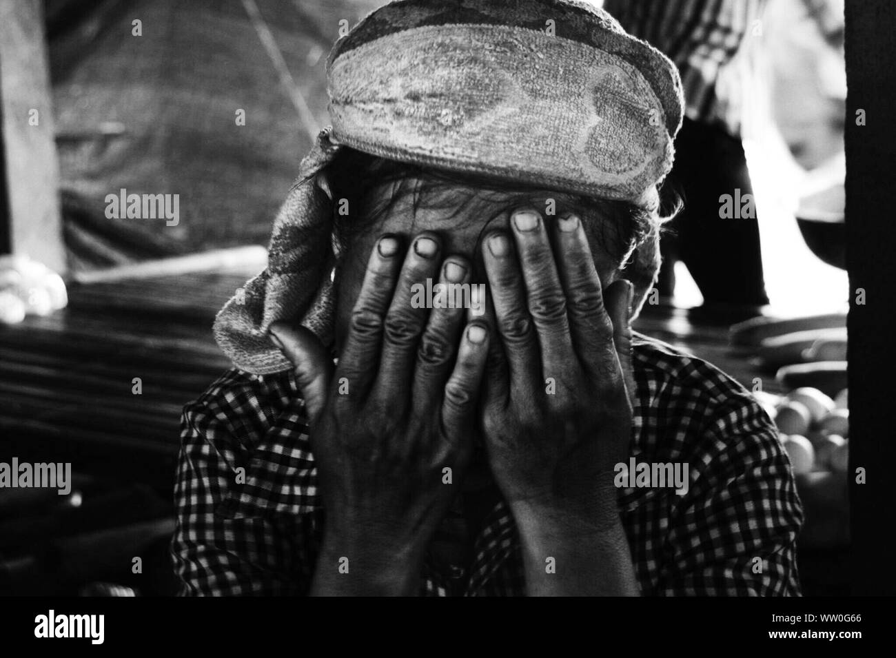 Woman Crying Hands Face High Resolution Stock Photography and Images ...