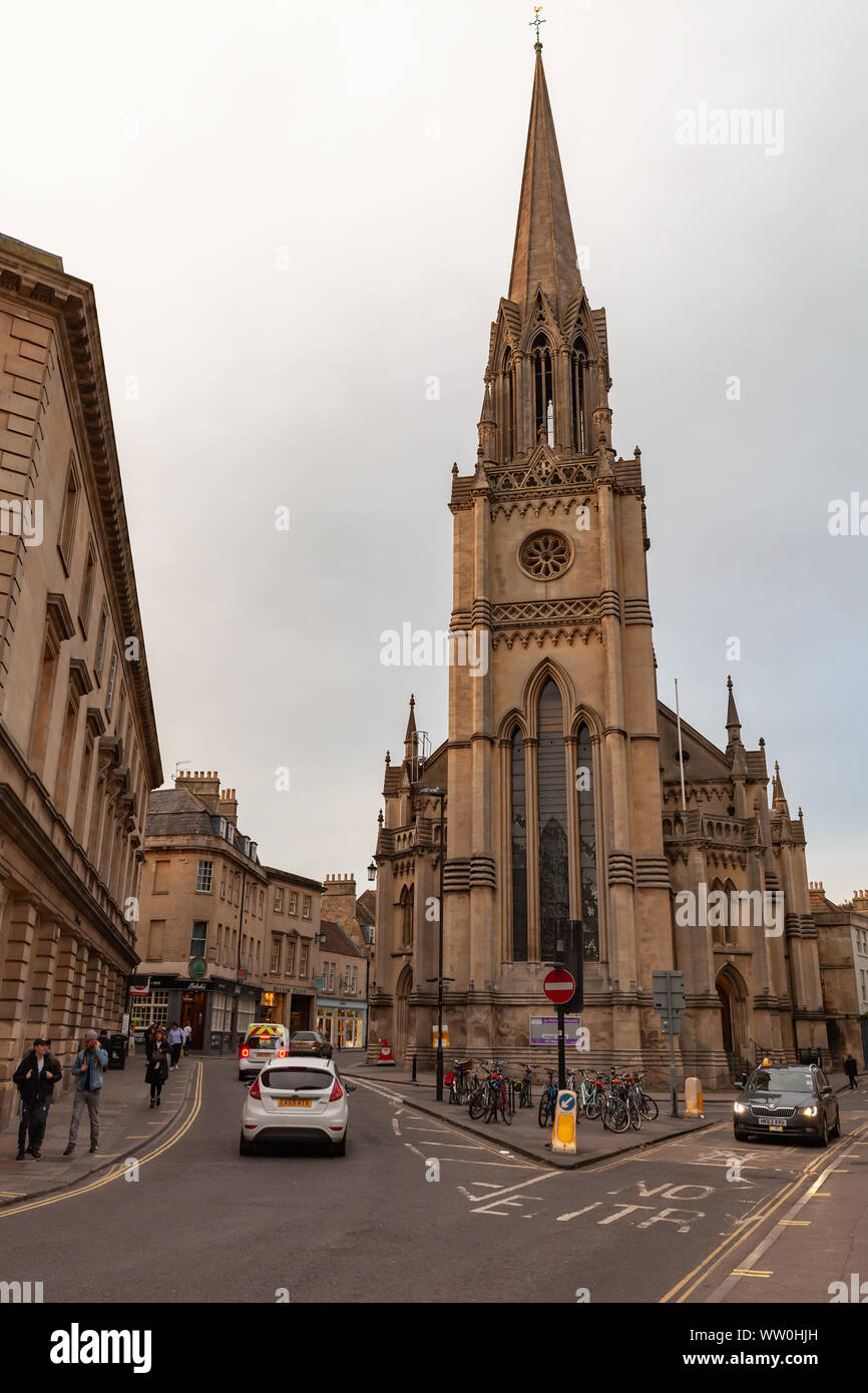 Church Road Street View Bath, United Kingdom - November 1, 2017: Street View With St Michael's  Church, Bath. Ordinary People Walk The Street Stock Photo - Alamy